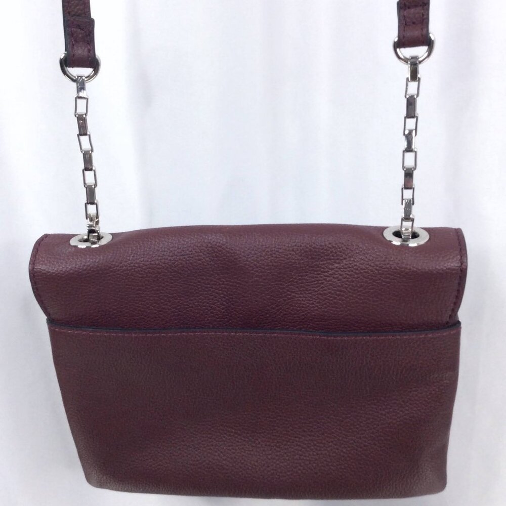 Tahari Soft Burgundy Pebbled Leather Small Crossbody Shoulder Bag Purse - Picture 3 of 10